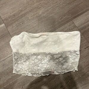 Shein White Strapless Lace Top